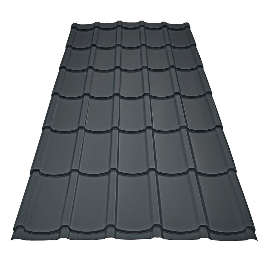 Tigla metalica Bravo, 1540 x 1210 x 0.40 mm, gri, mat