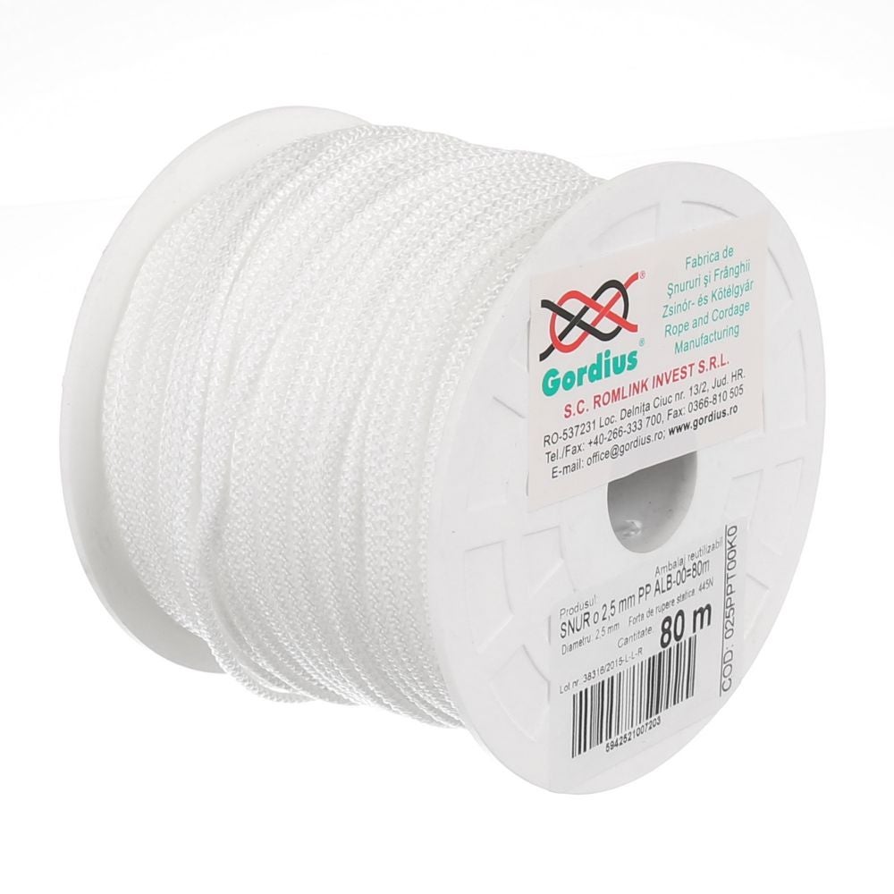Snur crosetat, polipropilena, Ø 2.5 mm x L 80 m, forta de rupere max 32 kg