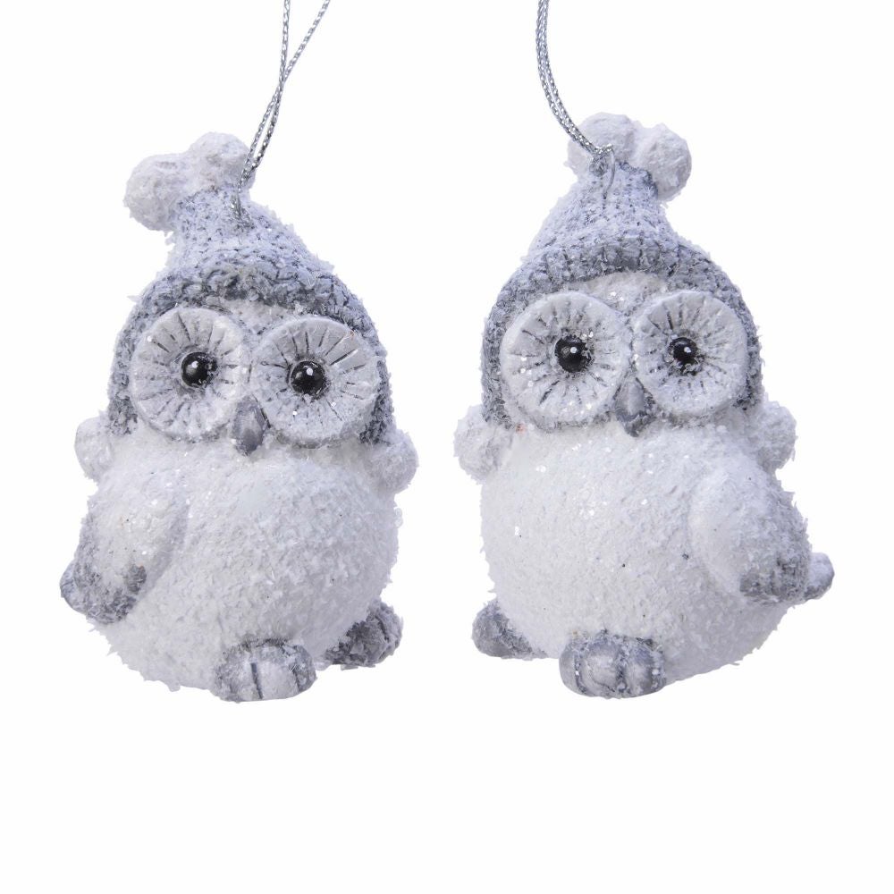 Mission gasoline Sky Decoratiune Craciun, pentru brad, model bufnita, teracota, inaltime 8.2 cm,  gri