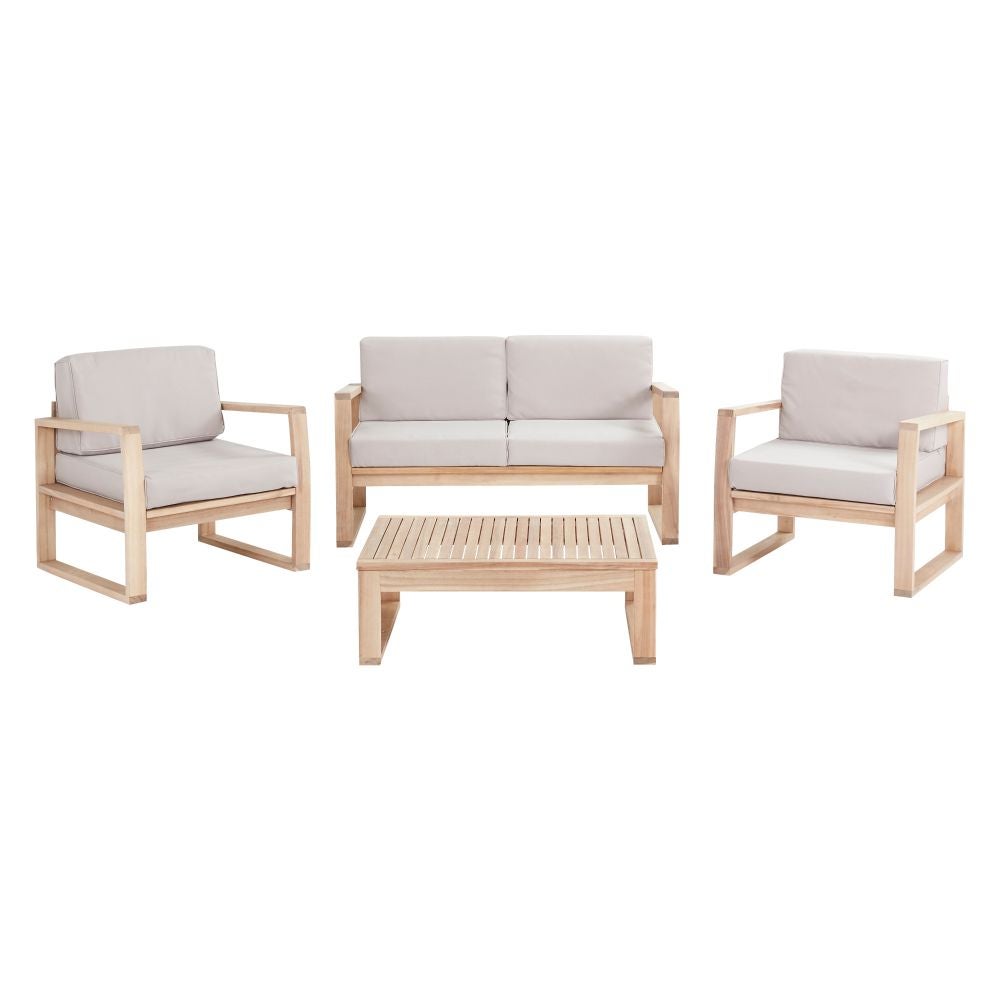 Set mobilier gradina Naterial Solaris, pentru 4 persoane, lemn natur