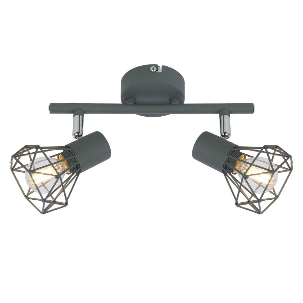 Trio Leuchten Houston 2-Light Spotlight Ceiling Light - Black Metal/Gold, Adjustable, Excl. Bulbs (2xE14)