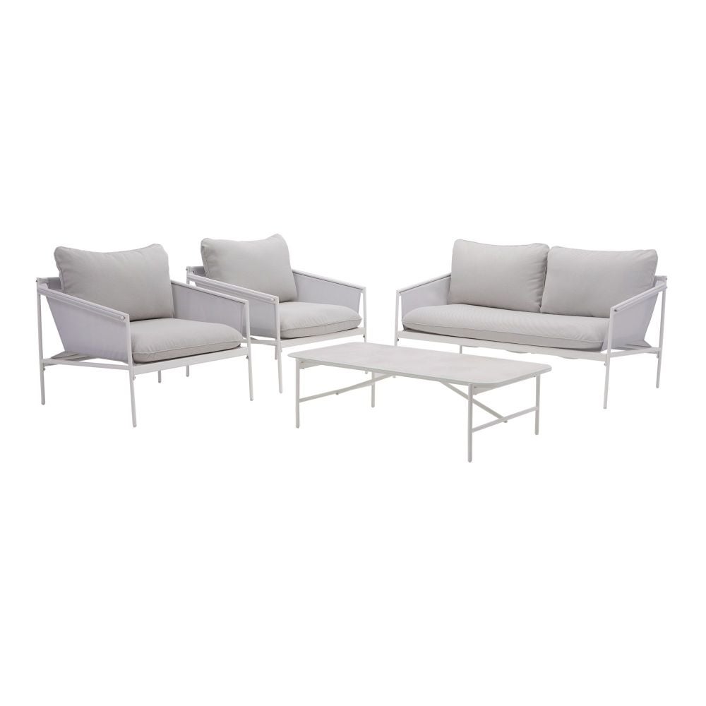 Set mobilier gradina Naterial Sigma, pentru 4 persoane, otel/poliester, bej