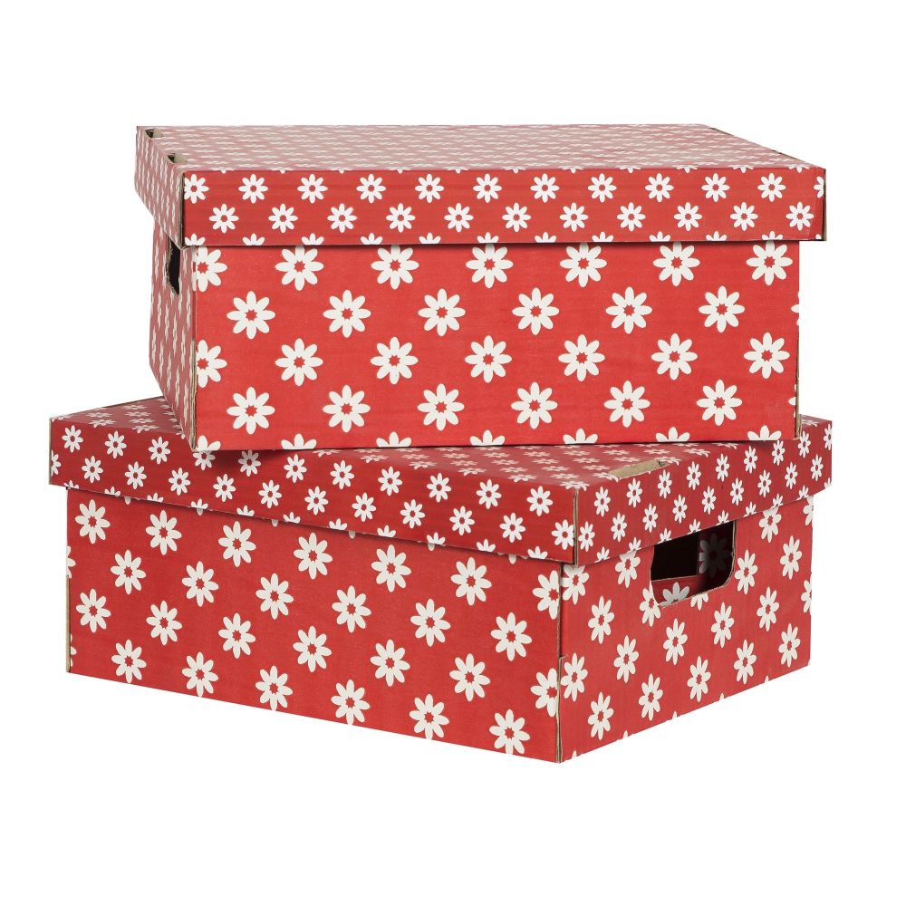 Set 2 Cutii Si Capac Carton 33 X 27 X 15 Rosu
