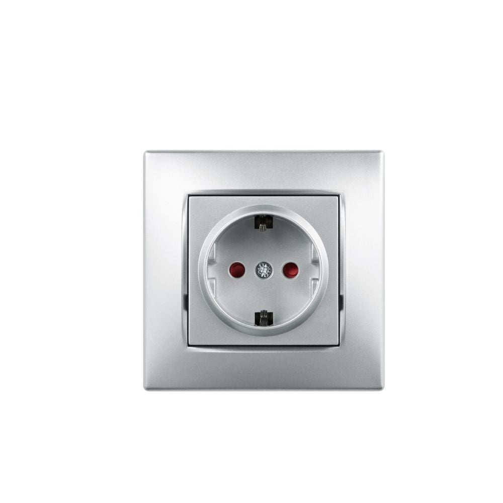 Priza schuko simpla Lexman Victoria, clasica, IP20, argintie