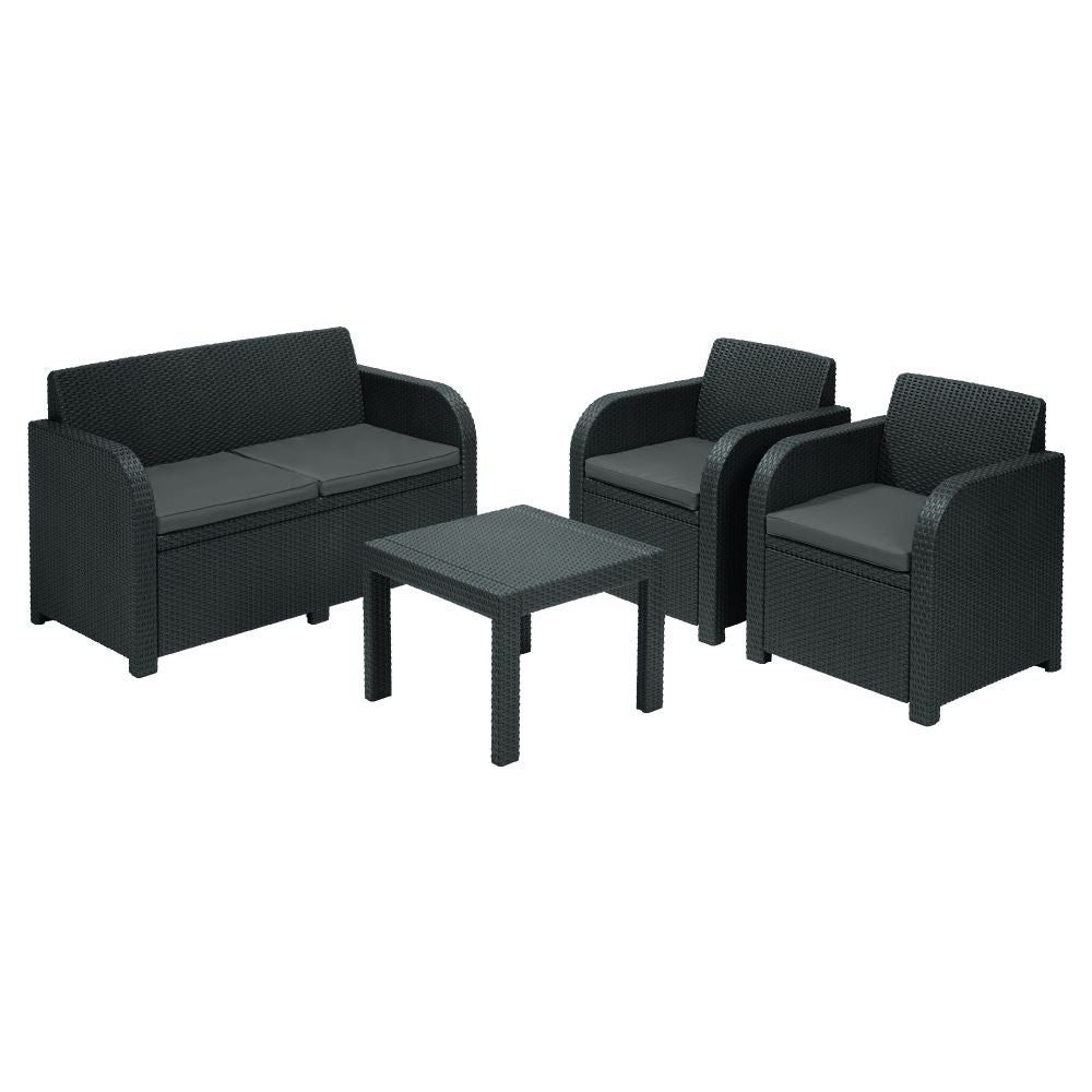 Set Mobilier Gradina Din Plastic Georgia Pentru 4 Persoane 4 Piese Gri
