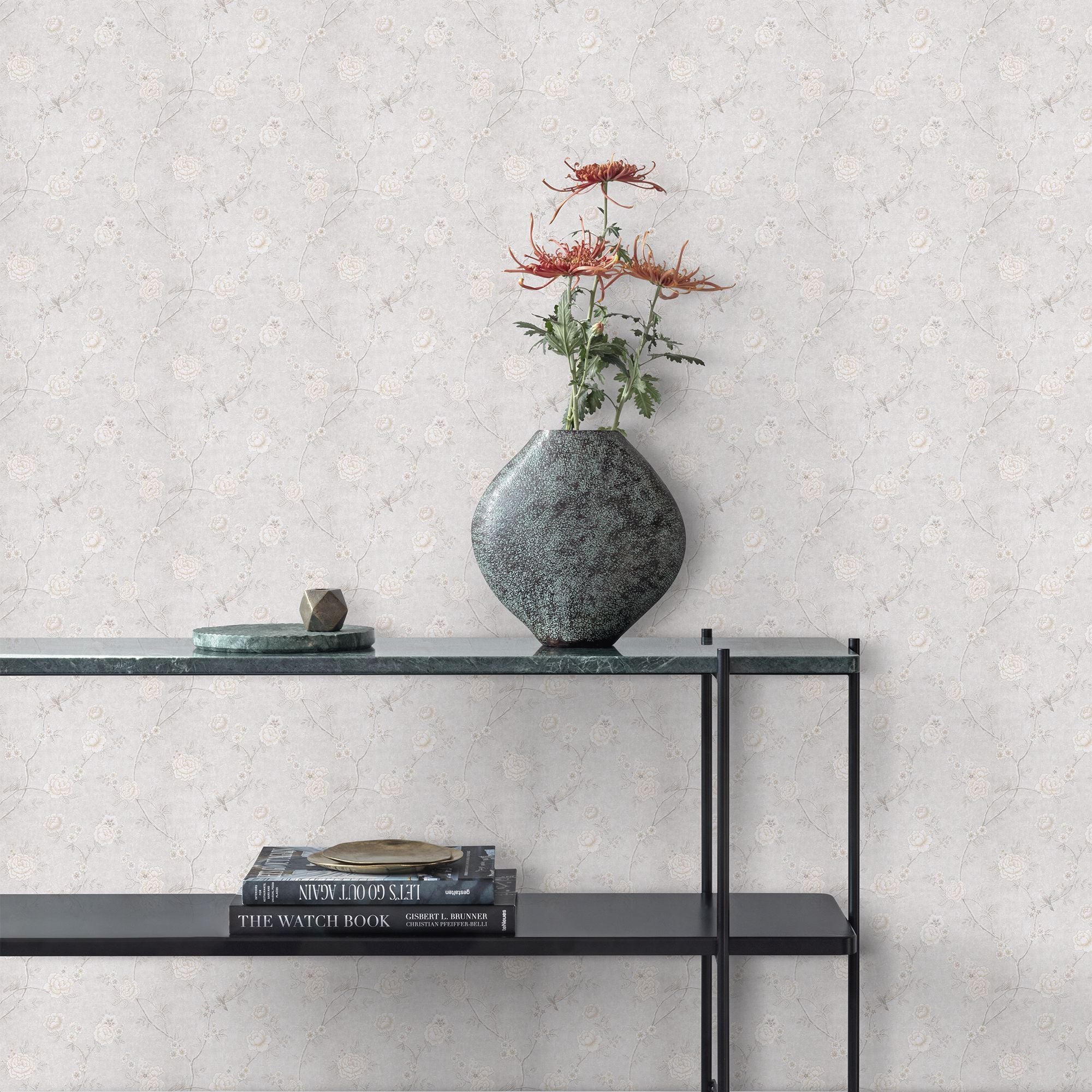 Tapet Gri Bej Model Floral Clearance Pret Rola