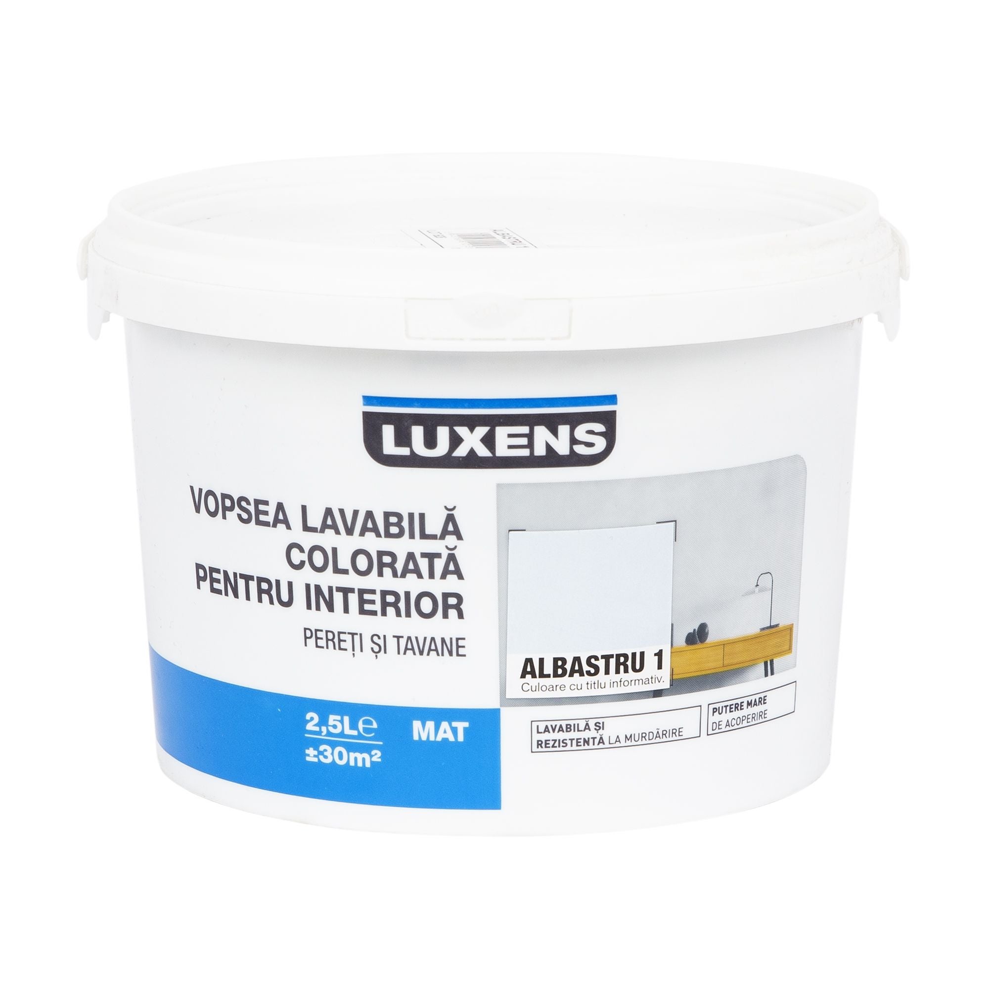 Vopsea Lavabila Colorata Interior 2 5 L Luxens Albastru1
