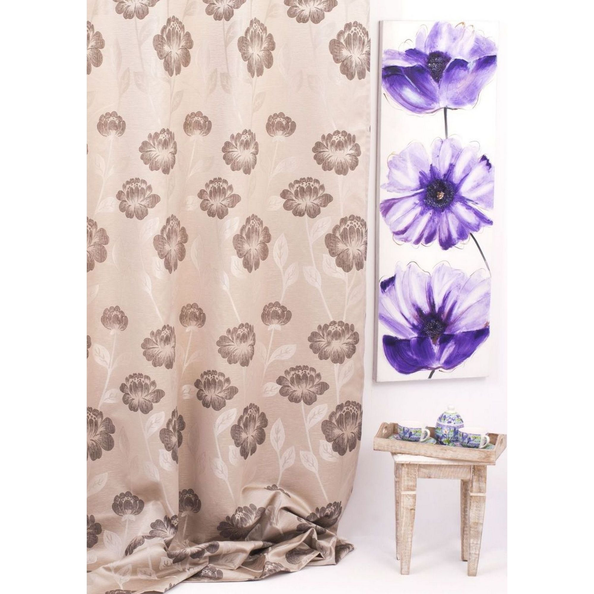 Draperie 280 x 245 cm Izolde, cu rejansa, bej/maro