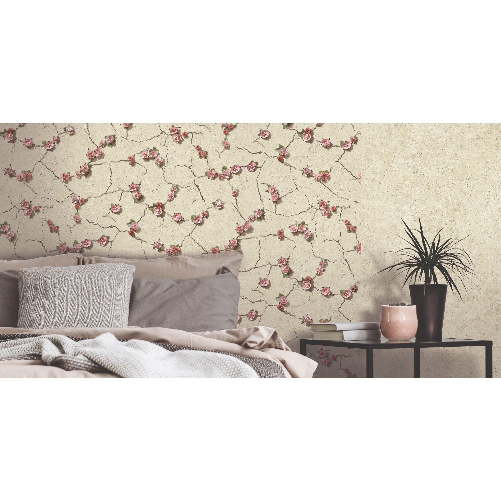 pharmacy Vulgarity Hoist Tapet vinil, model floral, roz, rola 10 x 0.53 m
