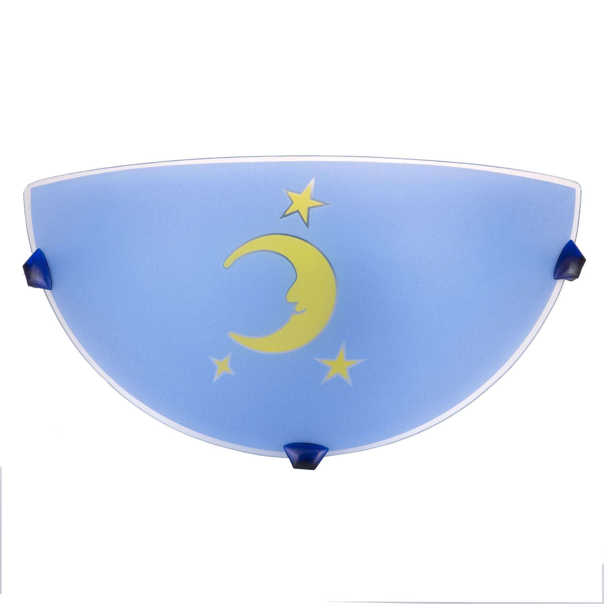 Aplica Luna si stele, 1 x E27, 60 W, sticla, albastra