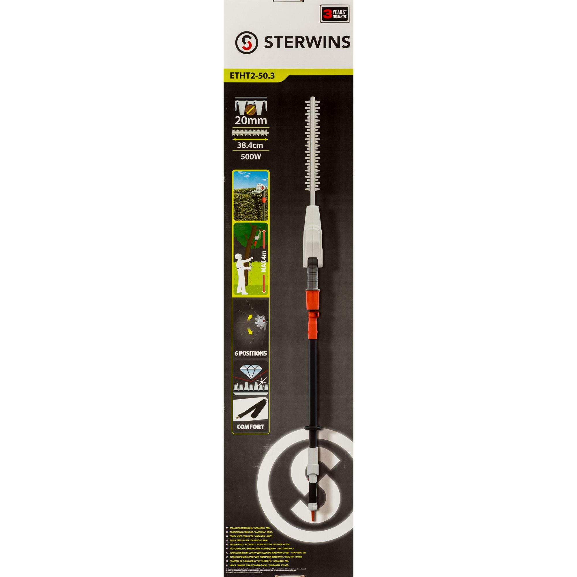 Foarfeca electrica pentru tuns gard viu, Sterwins, 500 W, lama 50 cm