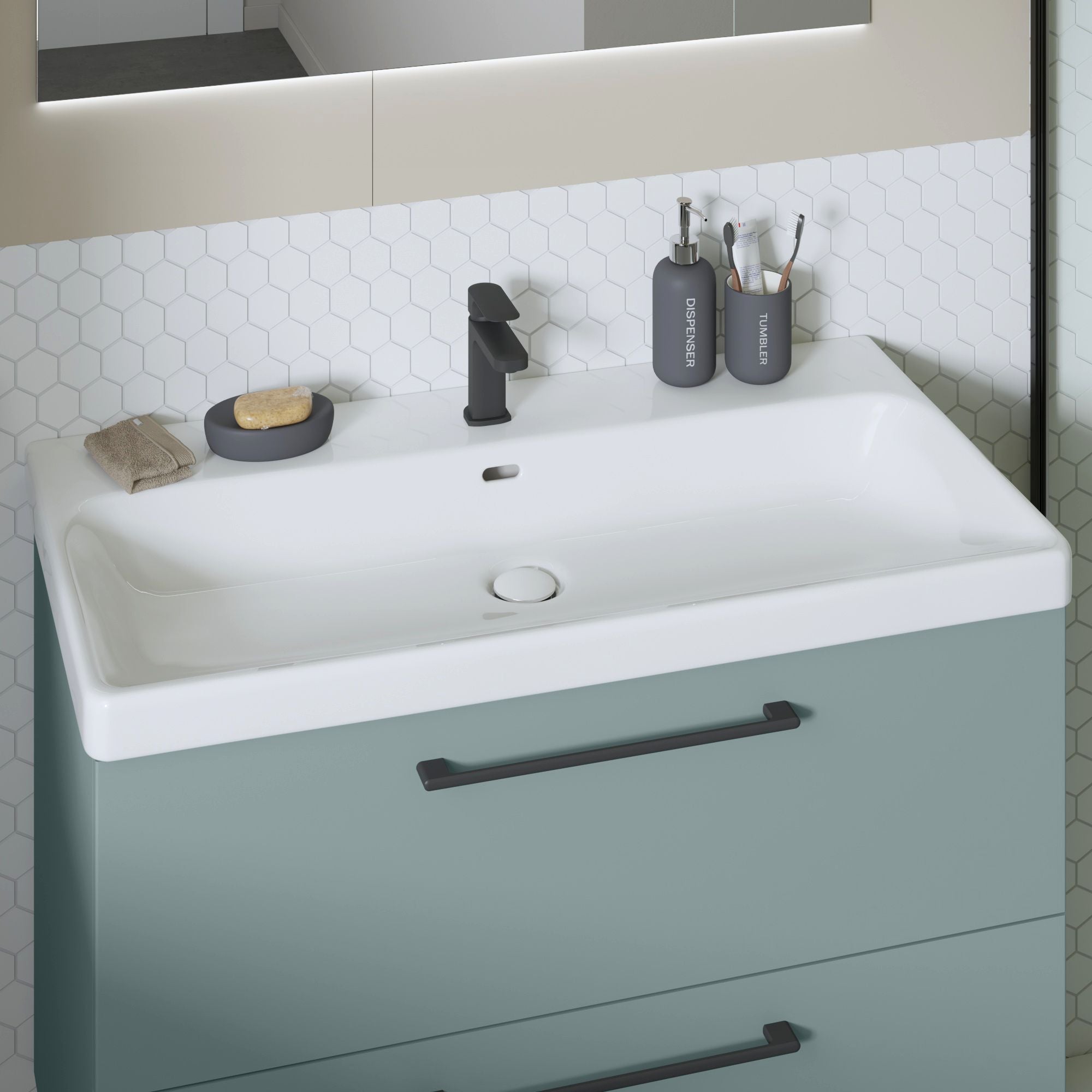 Lavoar incastrat Sensea Remix, latime 91 cm, alb
