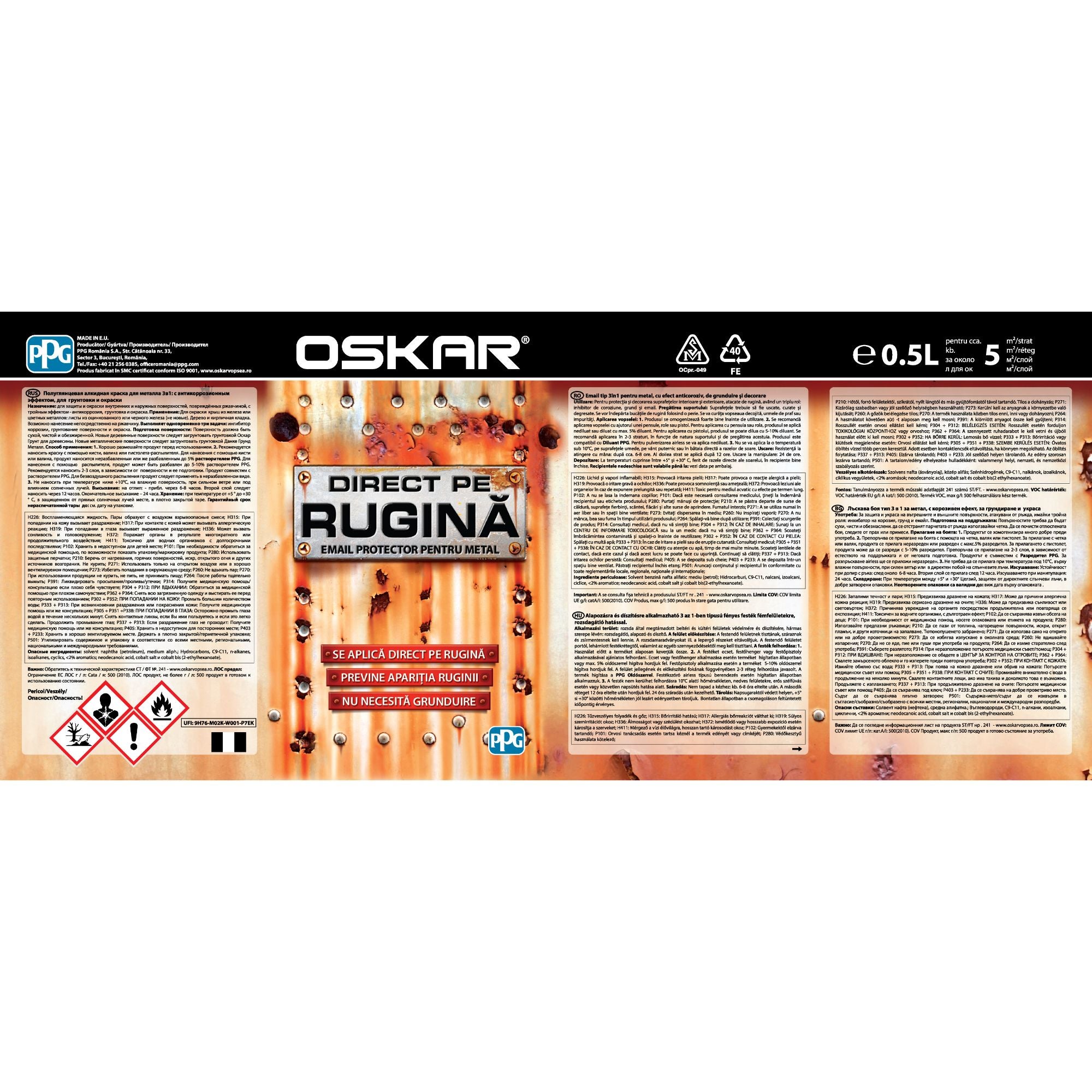 Email pe baza de solvent Oskar Direct pe Rugina negru aspect lucios