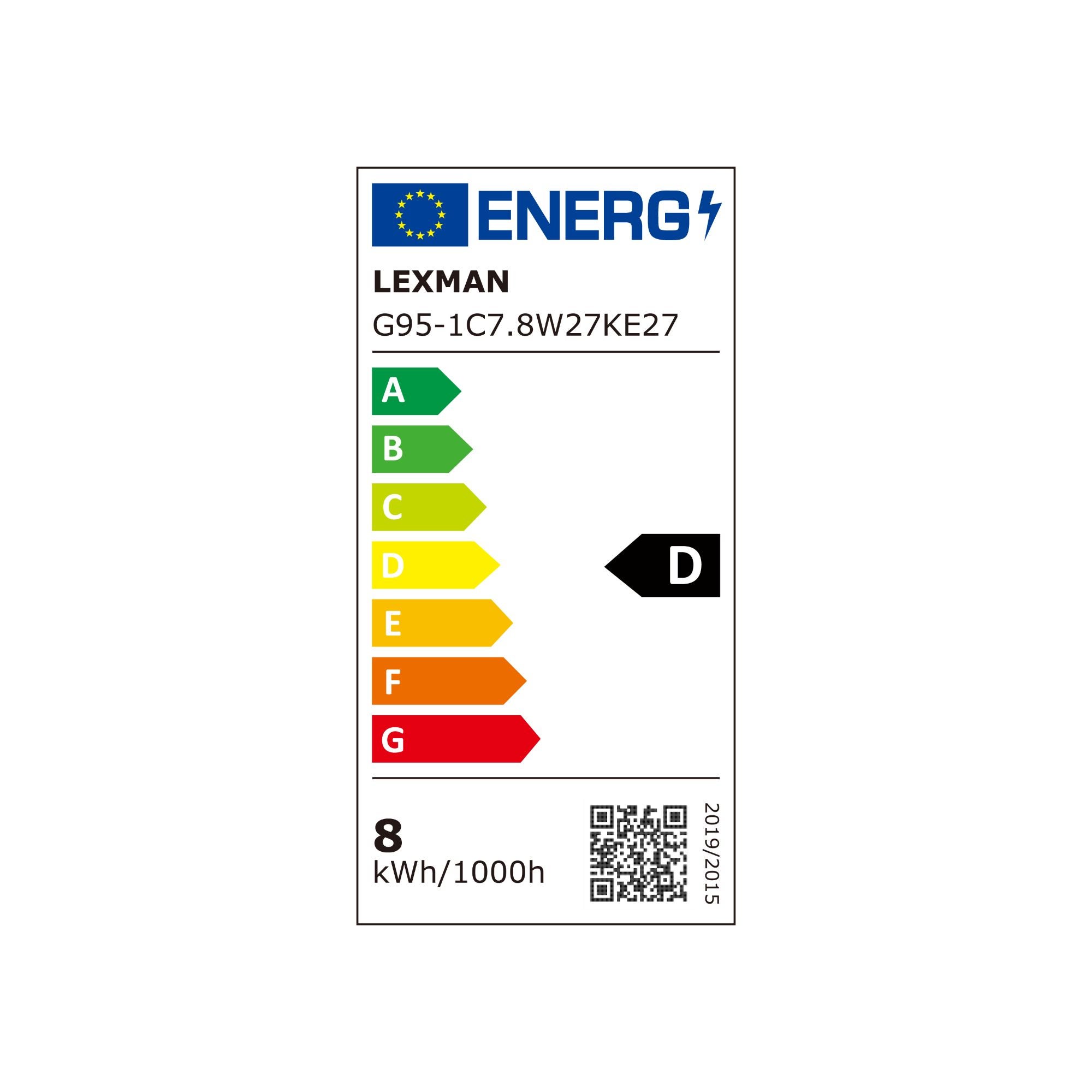Bec LED Lexman, E27, G95, alb cald, 2700K, 7.8 W, 1055 lm, tip glob ...