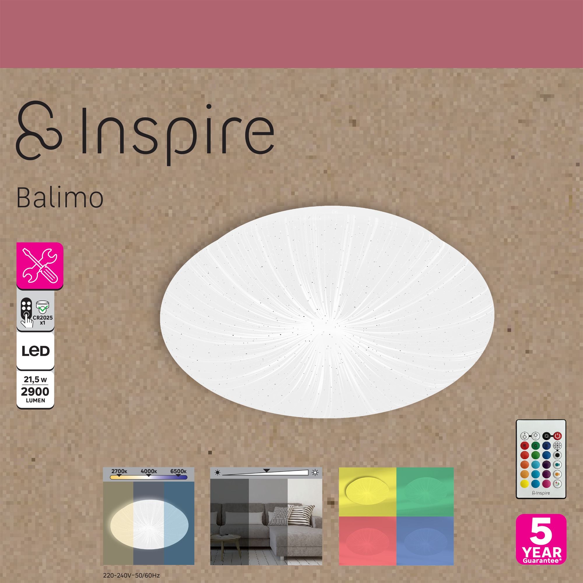 Plafoniera LED Balimo, 21.5 W, D 35 cm, RGB, CCT, dimabila