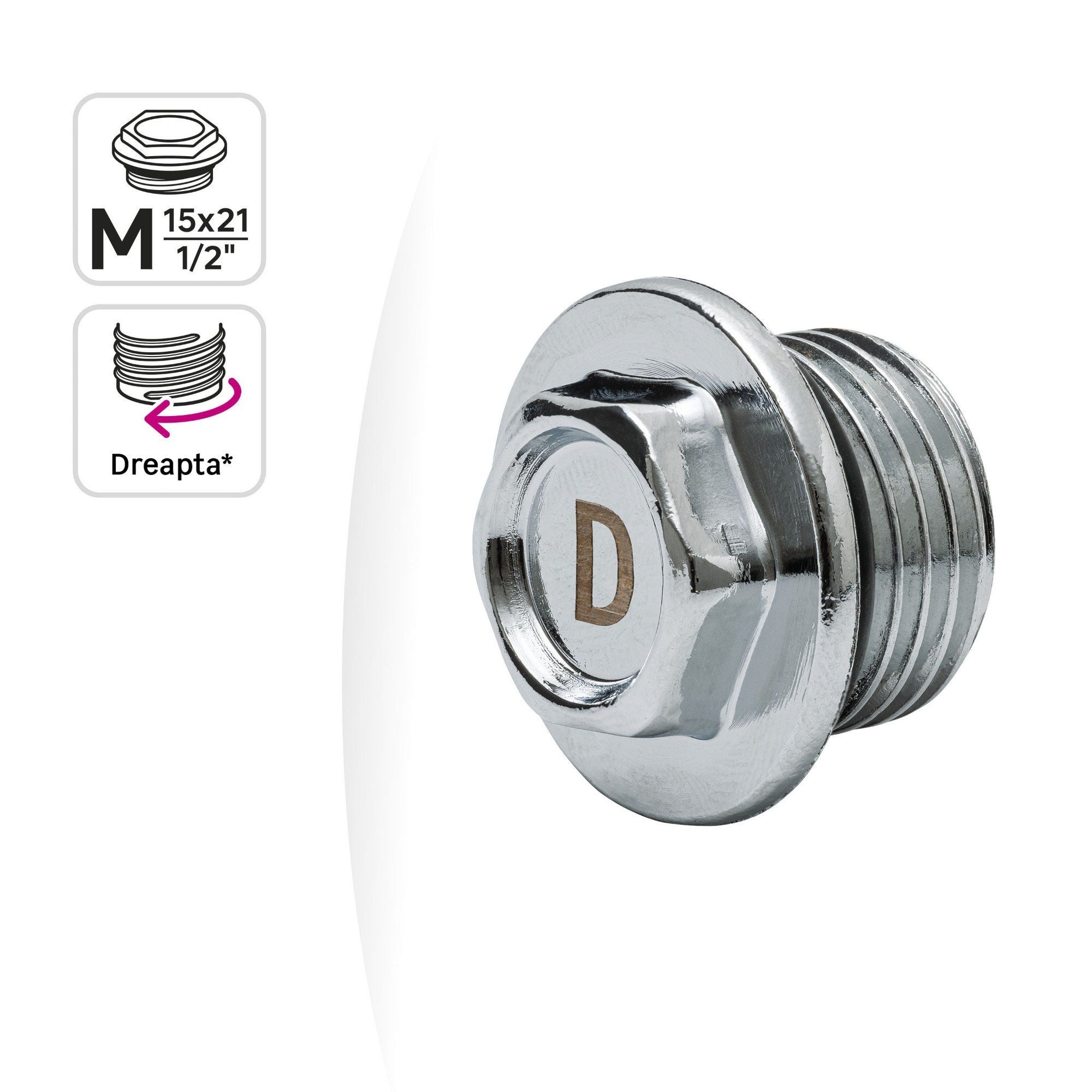 Dop radiator otel, dreapta, 1/2', Equation