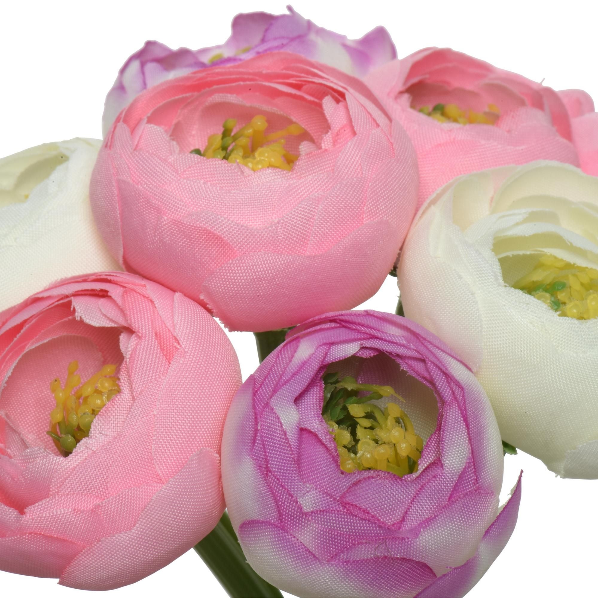 Buchet Ranunculus, flori artificiale, Ø 14cm, H 19 cm diverse culori
