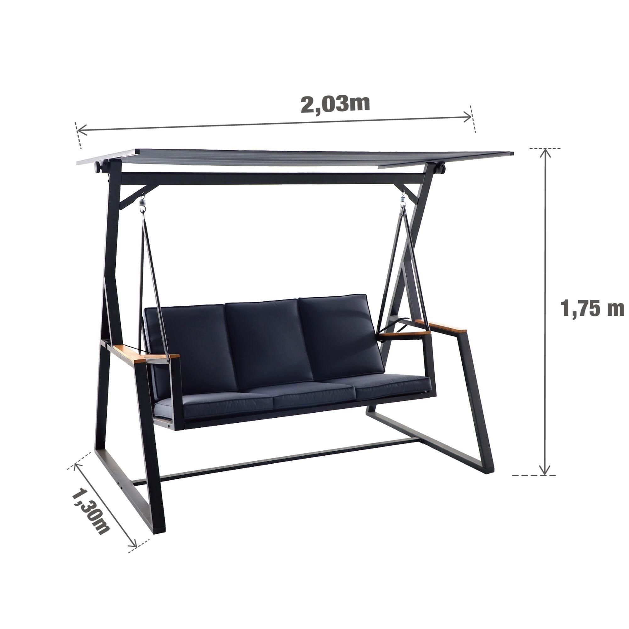 Balansoar gradina Naterial Oris, pentru 3 persoane, otel/textil, 203 x