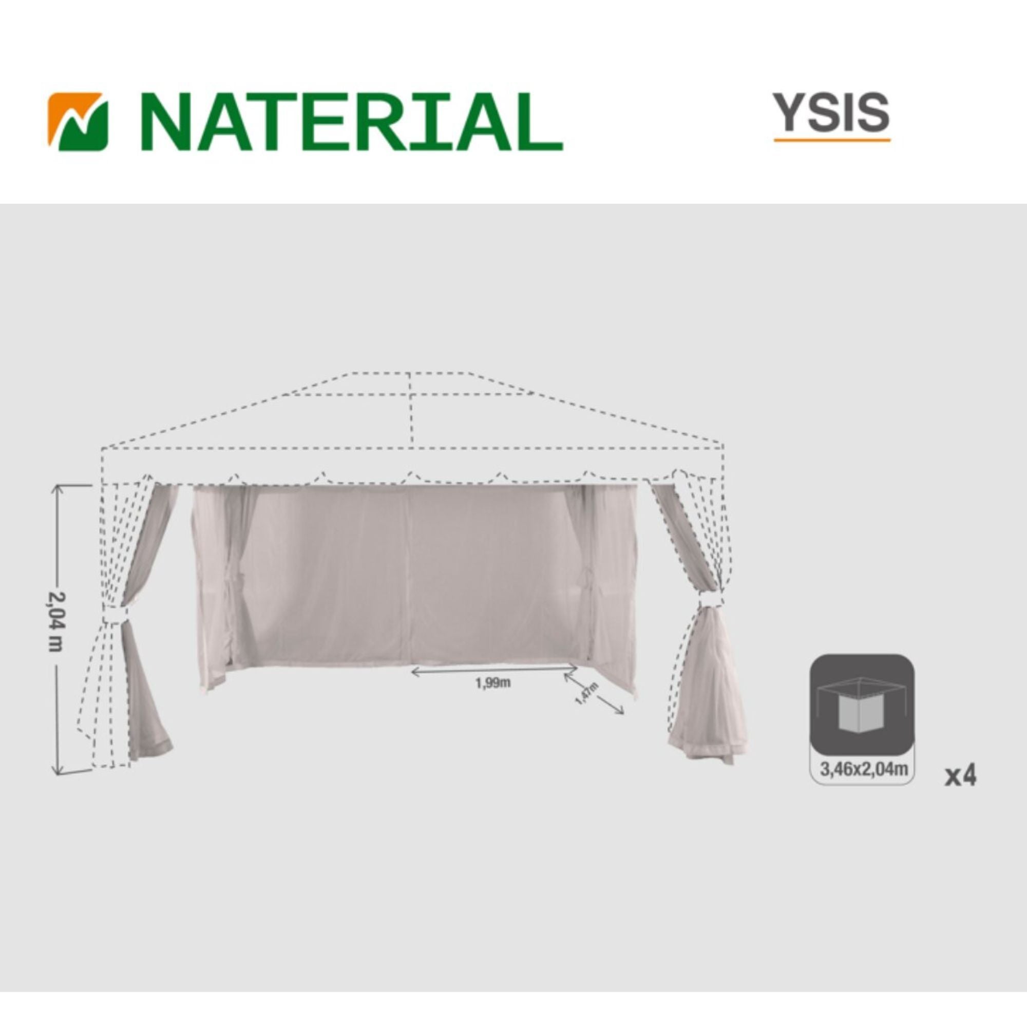 Plase tantari pentru pavilion gradina Naterial Ysis, poliester, 300 x ...