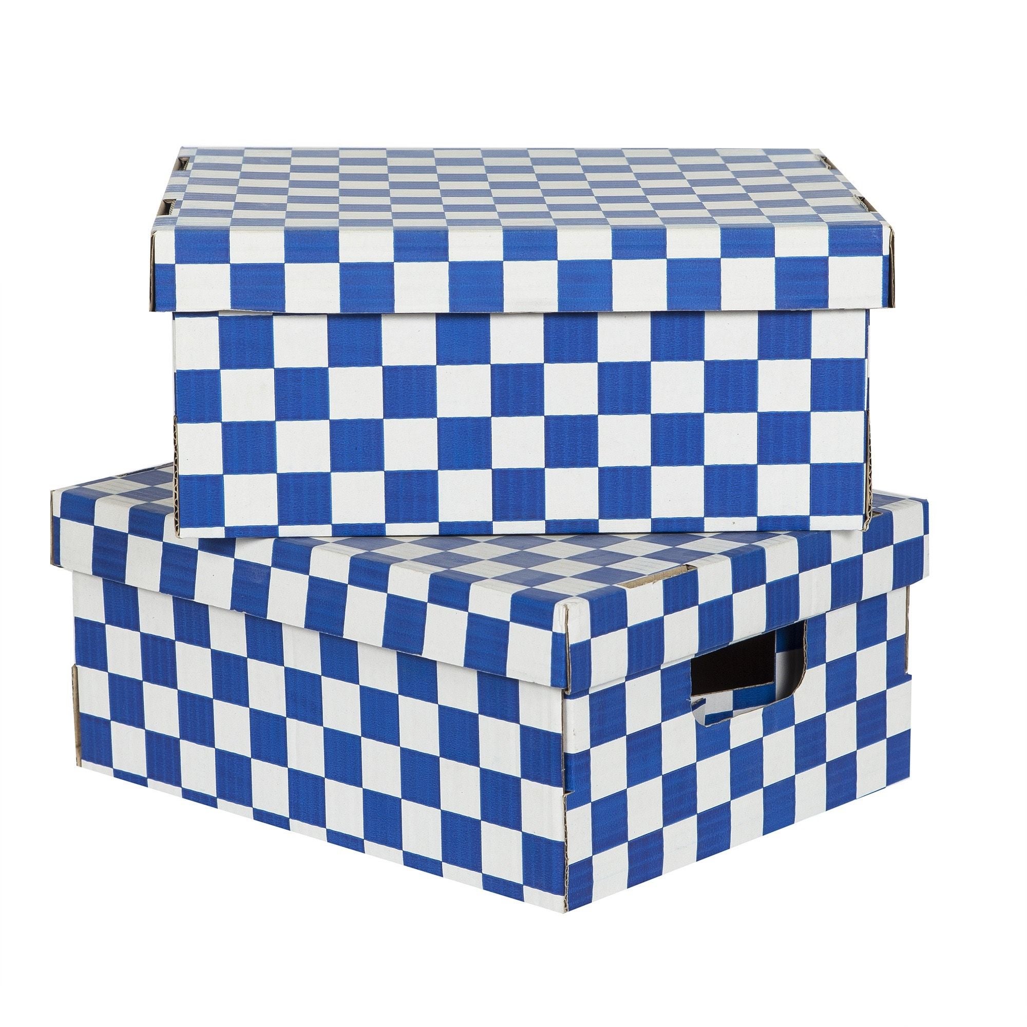 Set 2 Cutii Si Capac Carton 33 X 27 X 15 Albastru