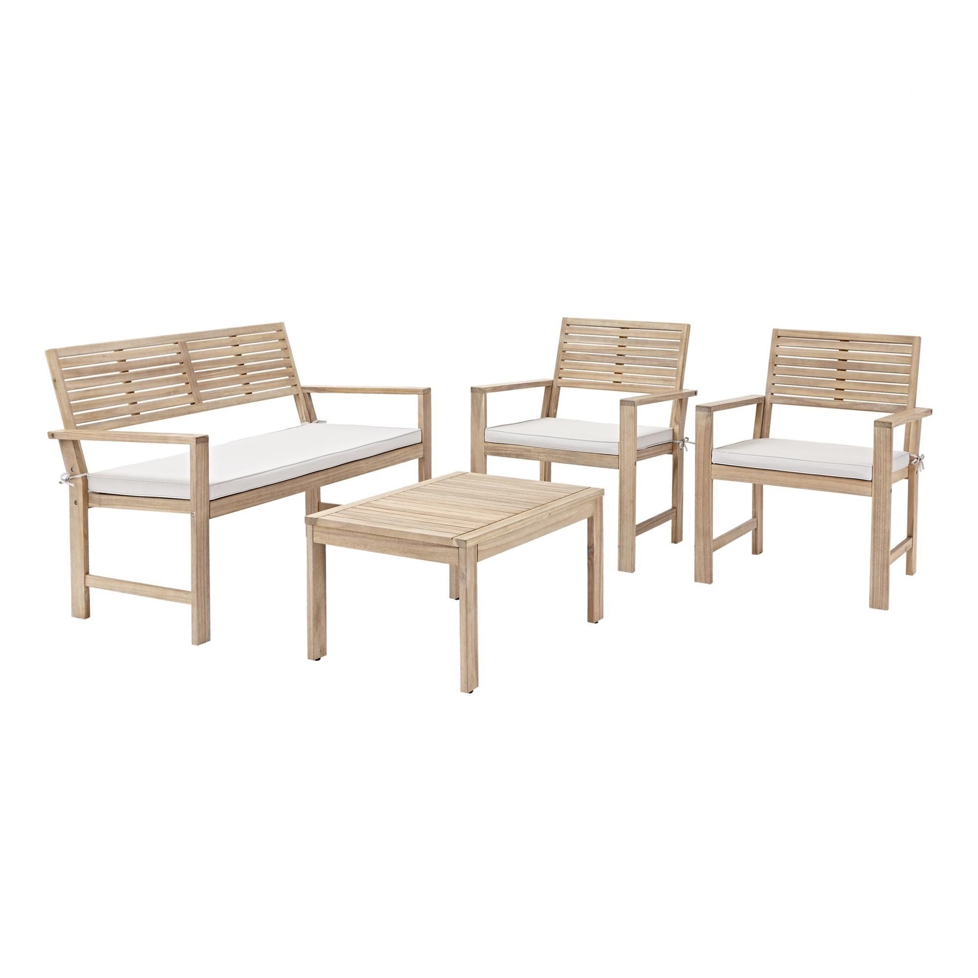 Set Mobilier Gradina Din Lemn Solis Pentru 4 Persoane 4 Piese Lemn Natural