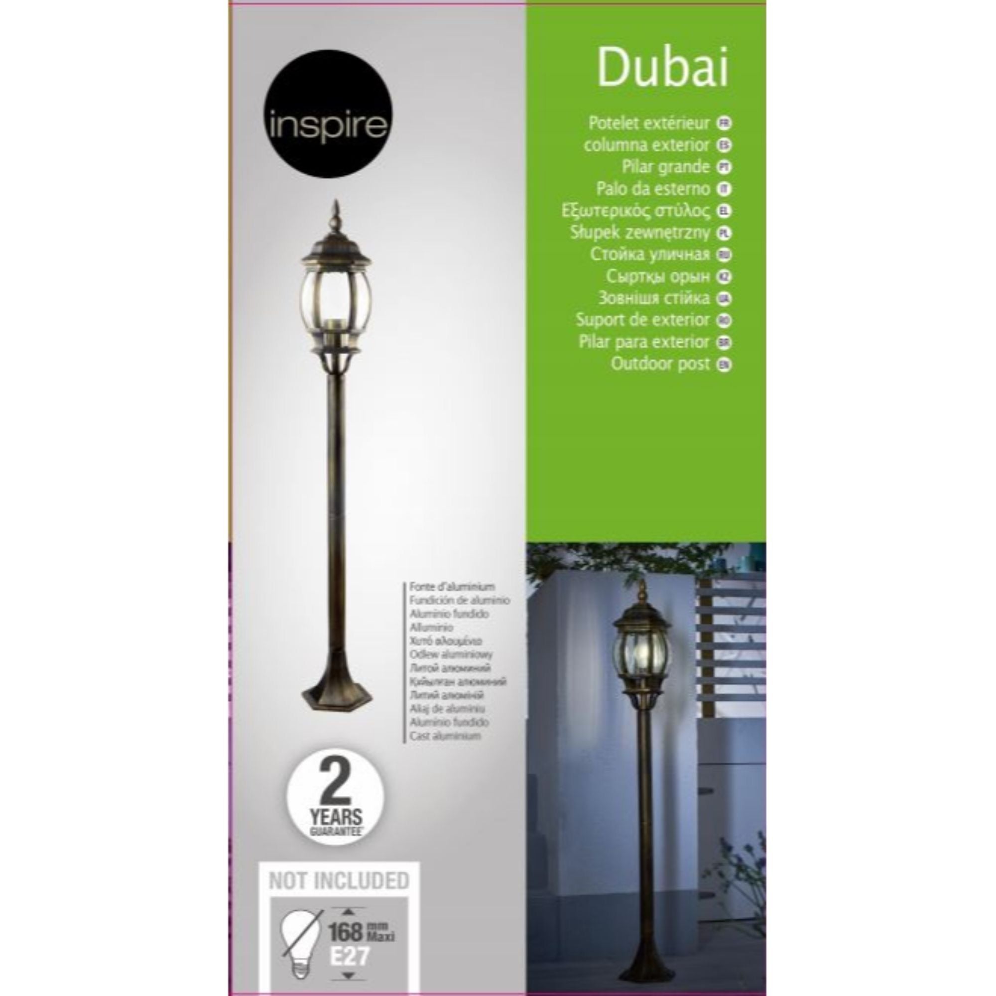 Borna 1xe27 100w Ip23 H 116 Cm Negru Auriu Dubai