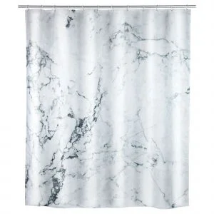 Perdea de dus Cloud, din poliester, 180 x 200 cm, alb/negru