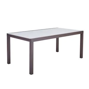 Masa gradina Naterial Lyra II, pentru 6-8 persoane, extensibila, aluminiu/sticla, 180/260 x 96 x 75 cm, maro