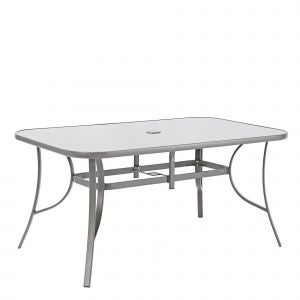 Masa gradina Alma, pentru 6 persoane, otel/sticla, 150 x 90 x 71 cm, gri