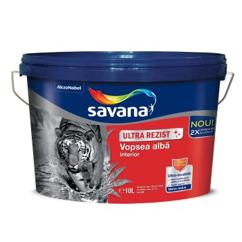 Vopsea ultralavabila alba Savana Ultra Rezist, de interior, 10 L, aspect mat