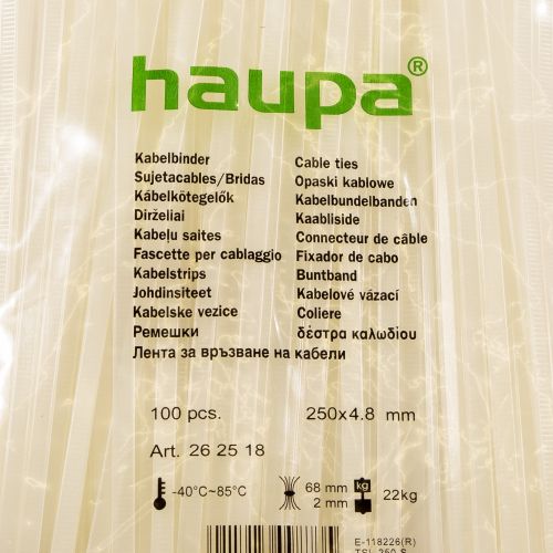 Colier 250 x 4.8 mm negru Haupa (set 100 buc)