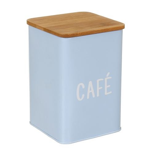 Cutie metal capac bambus bleu Cafe