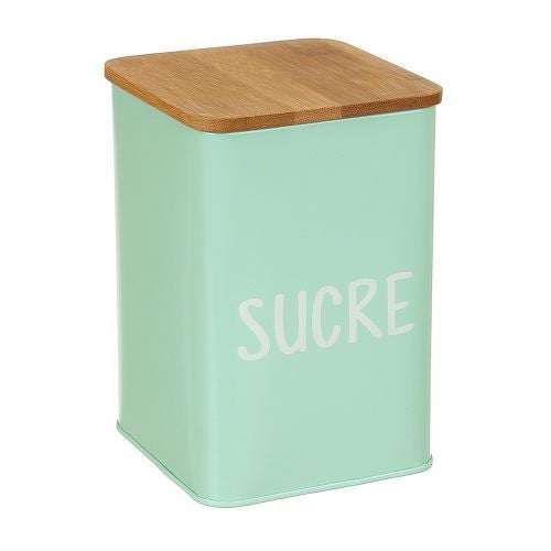 Cutie metal capac bambus verde Sucre