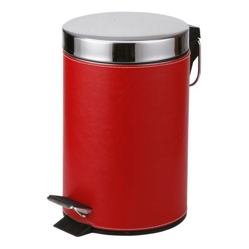 Cos gunoi 3L inox/imitatie piele rosu