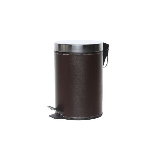 Cos gunoi 3L inox/imitatie piele maro