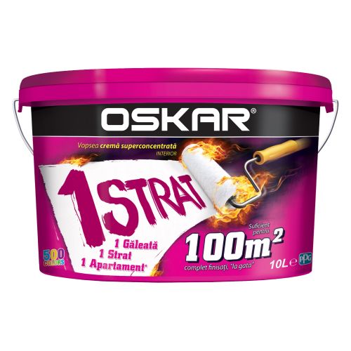 Vopsea lavabila alba de interior 10 l, Oskar Crema 1 Strat