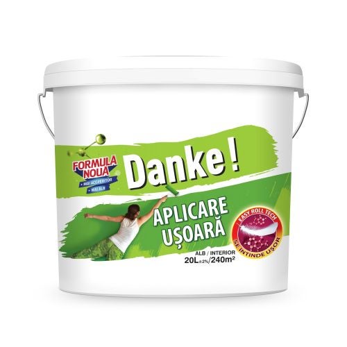 Vopsea lavabila alba de interior 20 l, Danke! Aplicare Usoara