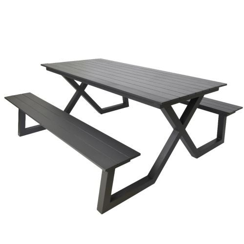Set de picnic din aluminiu, masa cu 2 bancute