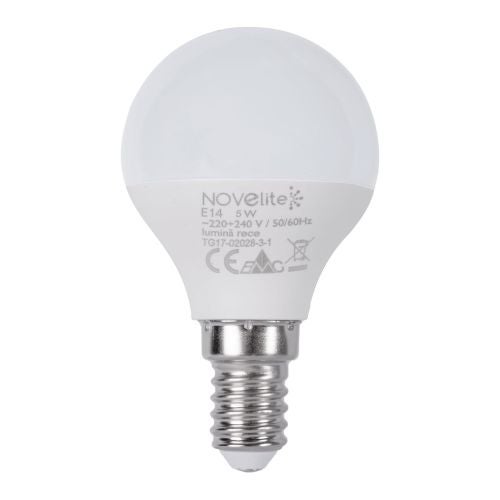 Bec LED sferic, E14, 5W, lumina rece, "Novelite"