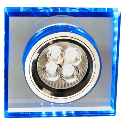 Spot incastrat 50W crom albastru patrat fara dulie