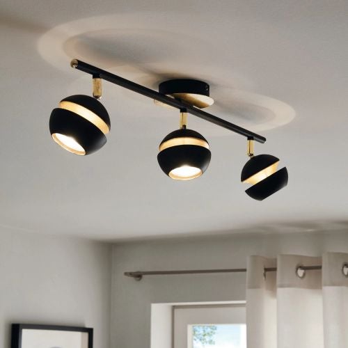 Spot pe bara LED, 3x4W, negru/auriu, "Nocito"