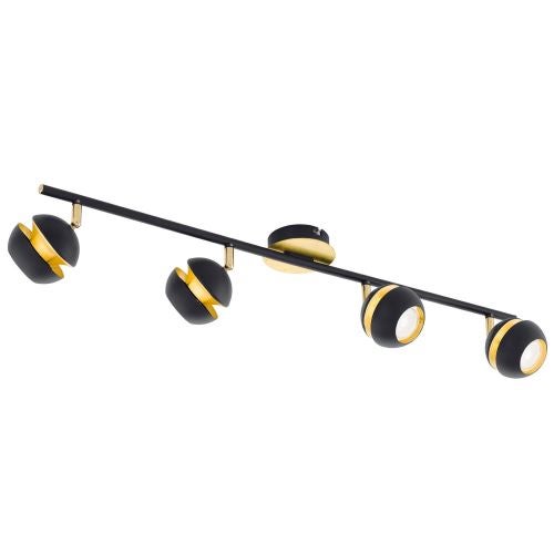Spot pe bara LED, 4x4W negru/auriu, "Nocito"