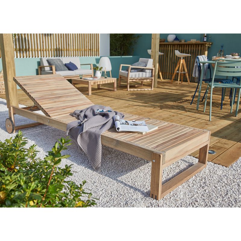 Sezlong Naterial Solaris, lemn de salcam, 71 x 30 x 191 cm