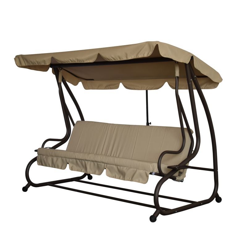 Balansoar gradina, pentru 3 persoane, cu functie de pat, otel/textil