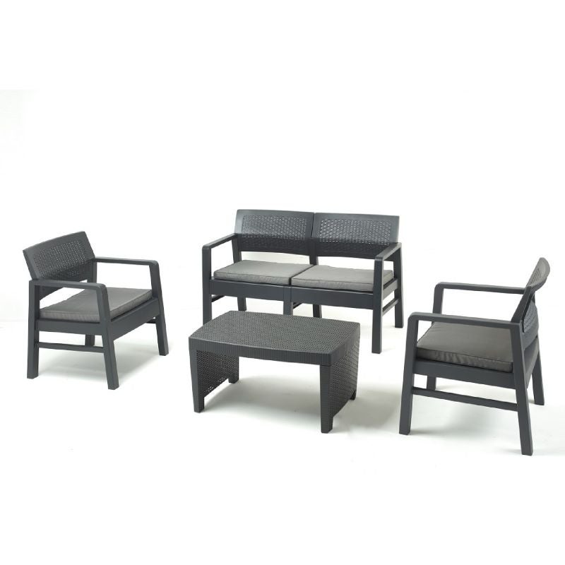 Set mobilier gradina Fuji, pentru 4 persoane, plastic, gri