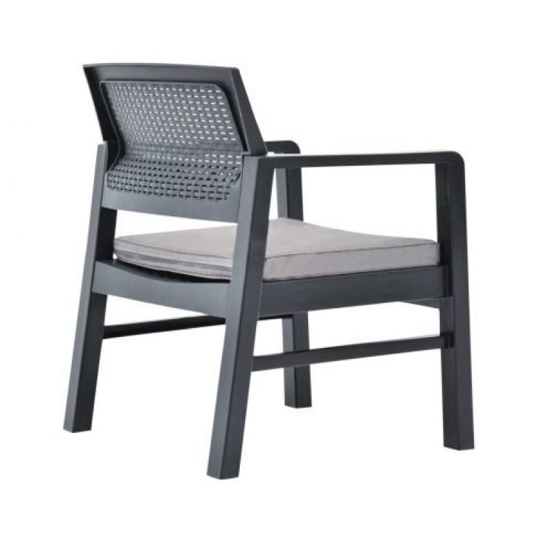 Set mobilier gradina Fuji, pentru 4 persoane, plastic, gri
