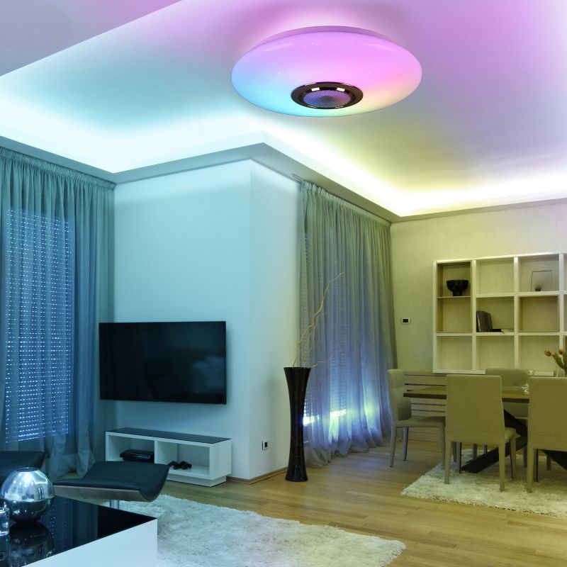 Plafoniera LED Magic Music, D 40 cm, RGB, CCT, dimabila, cu