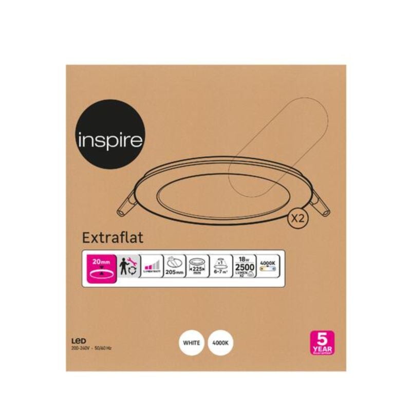 Set 2 spoturi LED incastrate, fix, 2500 lm, lumina neutra, alb