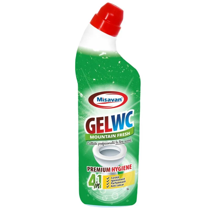 Misavan Wc Gel pentru curatarea vasului WC, Misavan 4 in 1, 1 L, parfum Mountain fresh
