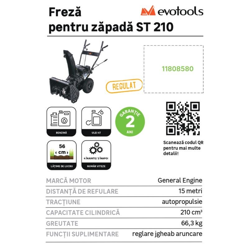 Freza de zapada Evotoole ST 210, termica, latime de curatare 56 cm